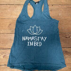 Women's Namaste In Bed Women's Tank~Teal~Large